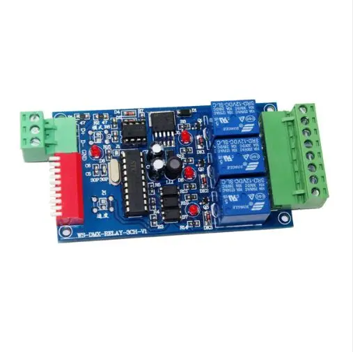 

Best price(Free shipping)1pcs DC12V 10A*3 channel dmx512 relays switch on and off 3 group controller use for led lamp led bulb