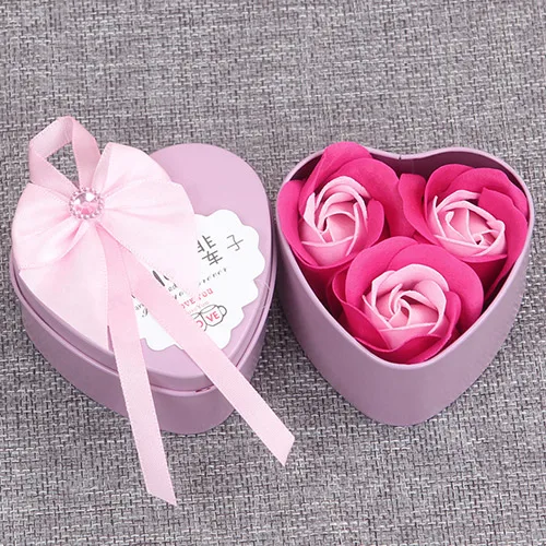 pink 3flower Букет невесты Мода Высокое качество PU искусственный цветок 3/4/6 шт. розы медведь цветок мыла подарочной коробке на День святого Валентина, подарок на День Матери Свадебные год подарок для жены - Цвет: pink 3flower