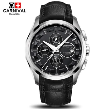 Automatic mechanical switzerland brand men wristwatches fashion luxury leather strap watch waterproof clock relogio reloj montre