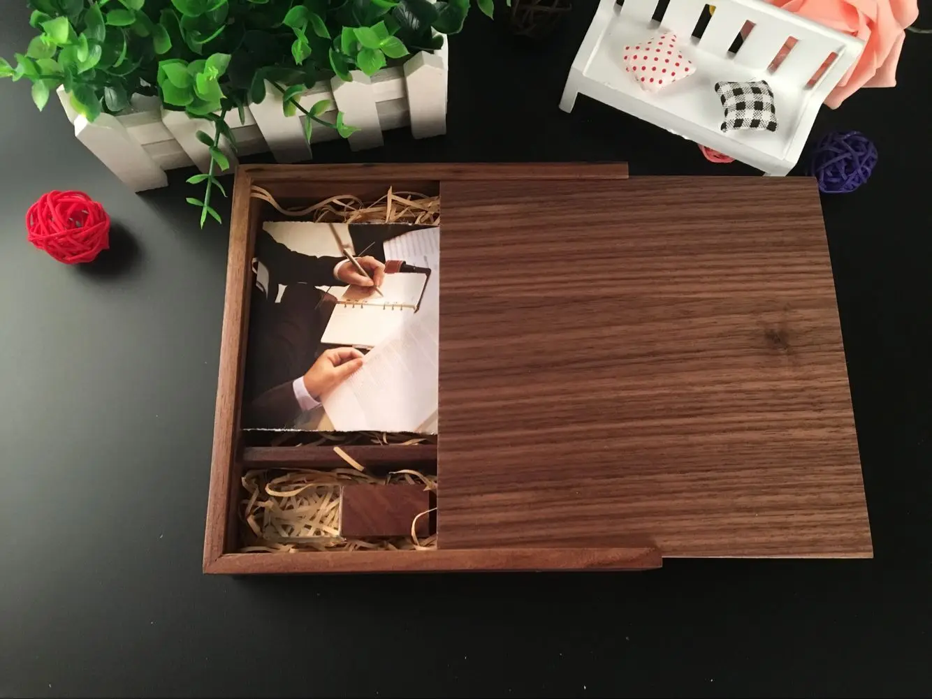 100% Горячее предложение орех Кристальный USB с альбом фото коробка соломинки 2 0