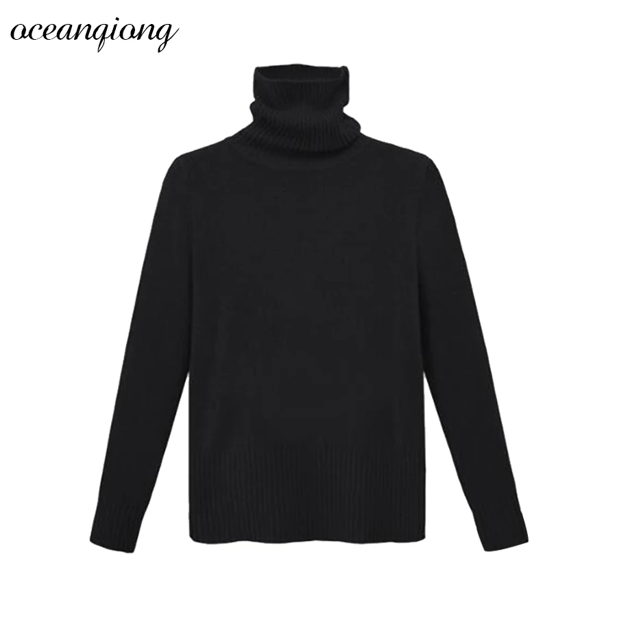 Women Sweater Pullover Knitted Tops Solid Turtleneck Thicken Jumper Long Sleeve Sweaters Autumn Winter 2017 | Женская одежда