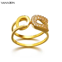 vanaxin new design open rings for women fashion rose gold men ring cz bling stone female party trendy jewels gift