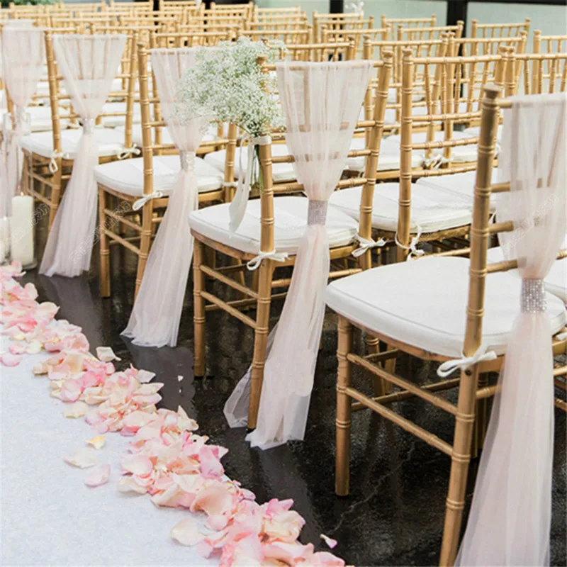 100 шт. Бесплатная доставка белый шифоновый стул Chiavari Sash с бриллиантами для