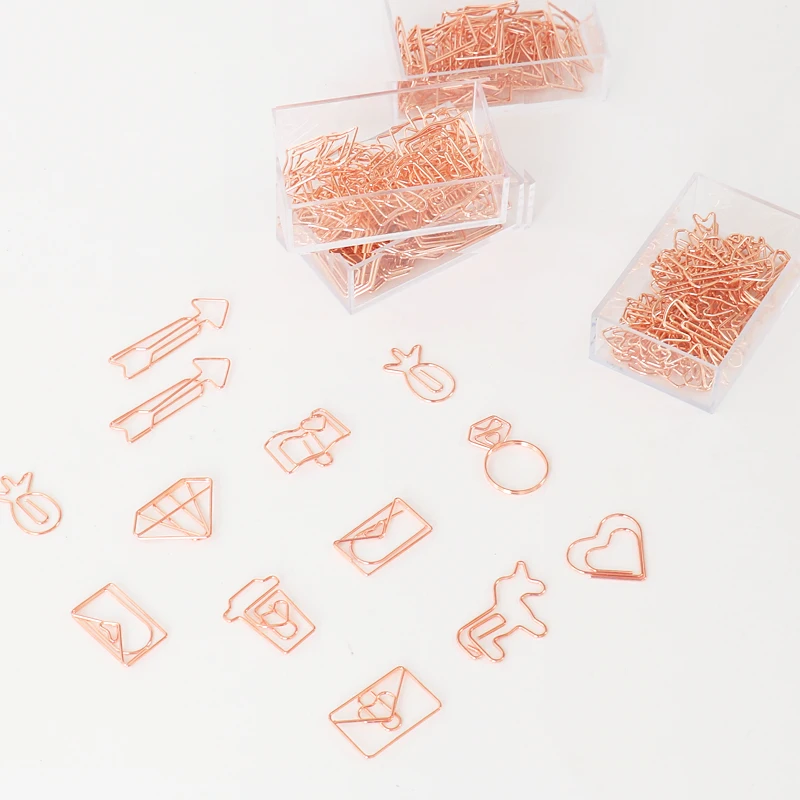 20 шт./кор. зажимы для бумаги в форме сердца с гальваническим покрытием из розового