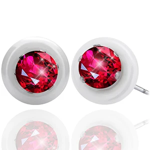 Red White Модные массивные Bijoux черные белые серьги-гвоздики из керамики для женщин с большим каратом AAA здоровья керамические круглые циркониевые серьги - Окраска металла: Red White