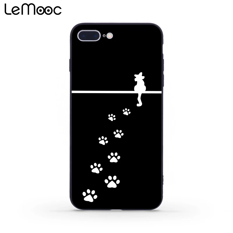 Lemooc Животные чехол для телефона iPhone 7 8 плюс мягкая TPU + PC Lonely Cat Чехол IPhone X |