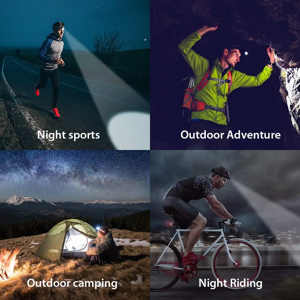 

8000LM Sensor Headlight for Night Fishing LED Headlamp Zoomable Camping 18650 Battery Cycling Light Waterproof V6 L2 T6 Lantern