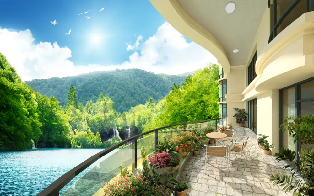 3D Curtain Classic Home Decor Blackout Shade Window Curtains Mountain Lake Scenery For Bedroom | Дом и сад