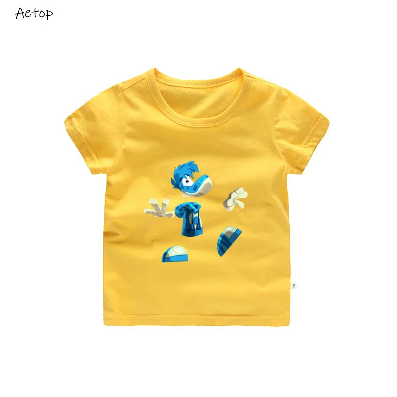 yellow 2 Футболка с героями мультфильмов для мальчиков и девочек Футболка с принтом из игры «Rayman Legends adventures» Детская забавная одежда детская разноцветная футболка b221 - Цвет: yellow 2