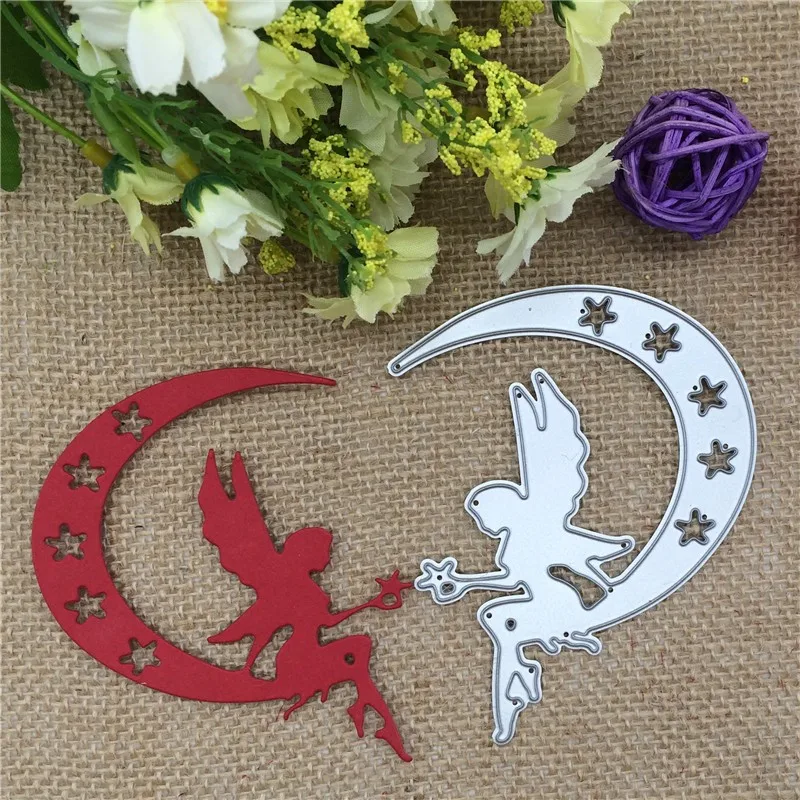 

Wing Flower Fairy In Moon Cutting Dies Stencil Scrapbooking Card Embossing Craft