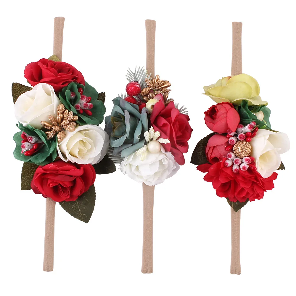 

Милые цветочные повязки на голову для девочек, с цветами цветок в чай, яркие цвета с листьями в западном стиле, модная праздничная одежда при...