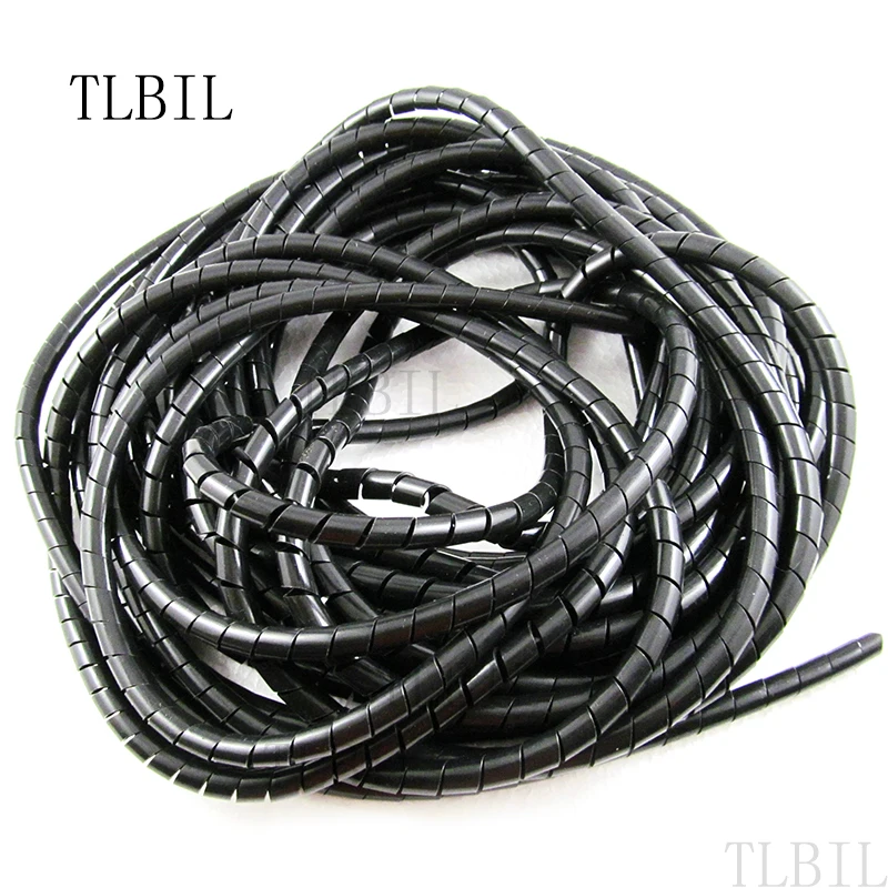 14mm 19.7FT (6M) Spiral Cable Wire Wrap Tube Computer Manage Cord black |