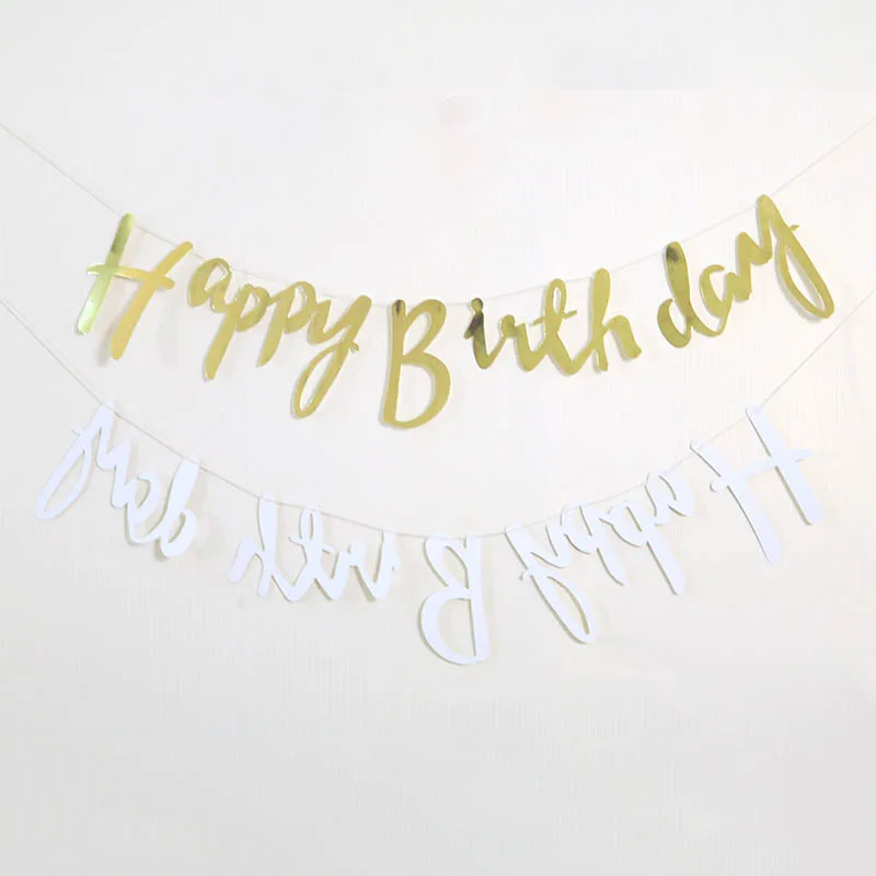 Золотая бумага вентиляторы Цветок Подвесной флажок флаги с надписью Happy birthday