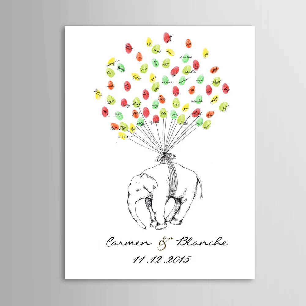 Отпечатки пальцев дерево подпись холщовая живопись ручная работа подарок на