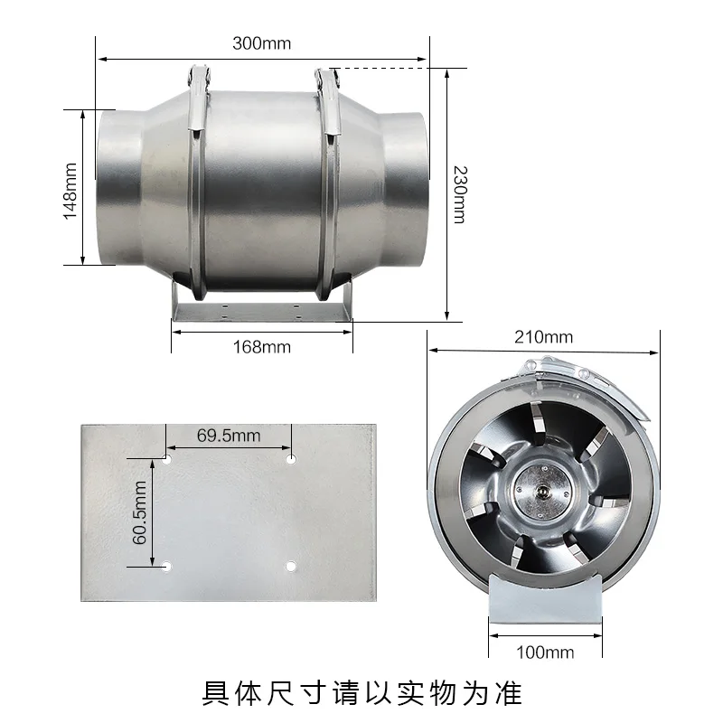 

6 inch mixed flow inline duct fan metal exhaust fan ceiling ventilation system pipe fan for kitchen air ventilator 220v