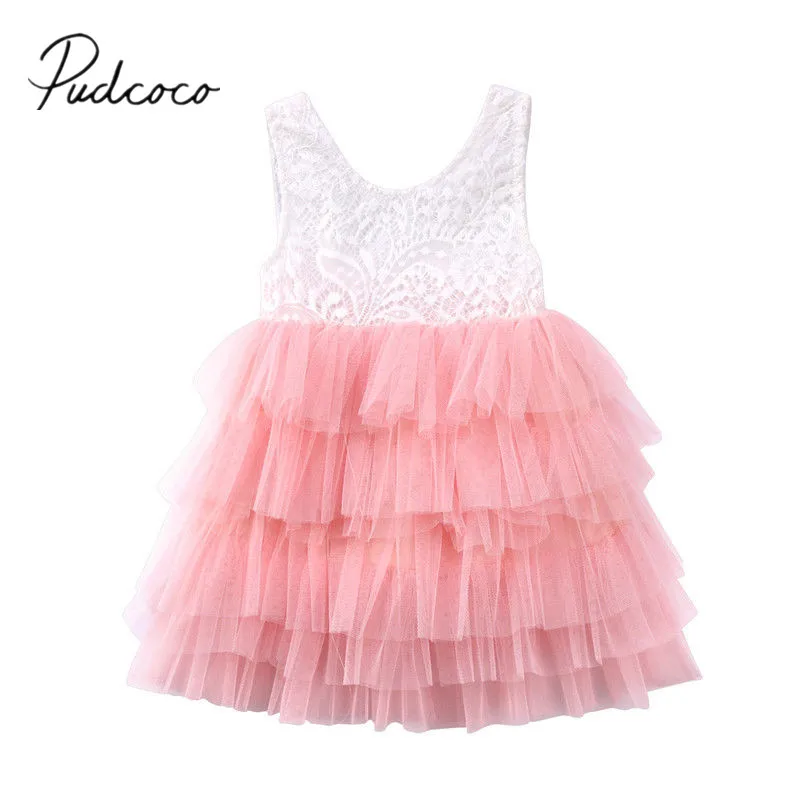 2017 Brand New Toddler Infant Child Kid Baby Girl Tulle Cake Dresses Party Gown Bridesmaid Princess Sleeveless Sundress 1-5T | Детская