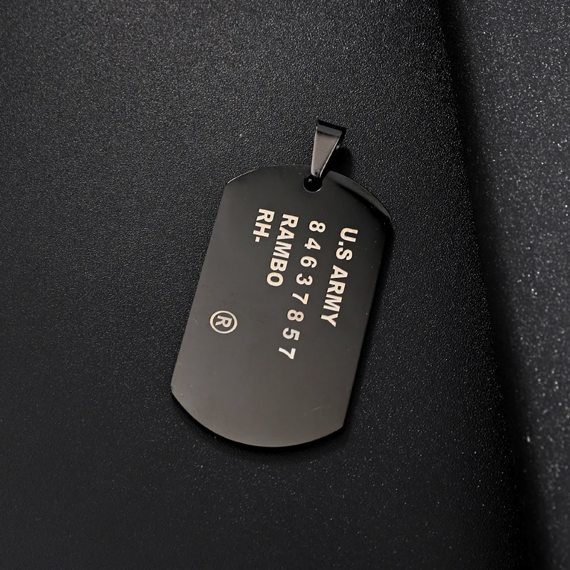 1 шт. черная армейская метка из нержавеющей стали мужская и женская подвеска панк