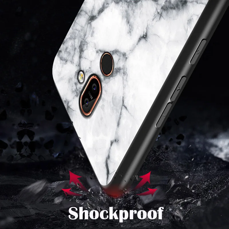Роскошный Мраморный чехол из закаленного стекла для Nokia X6 7 Plus 3,1 7,1 Plus X7 4,2 1X71 защитный чехол для задней панели телефона с силиконовой рамкой