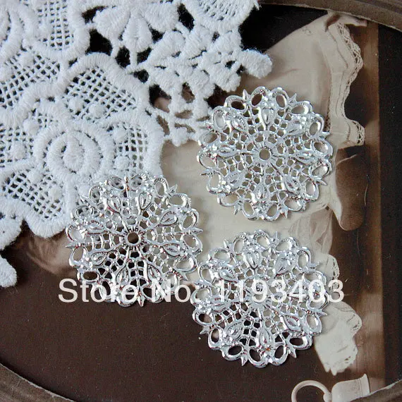 20 шт Посеребренная сырая латунная филигрань ювелирный соединитель 25 мм