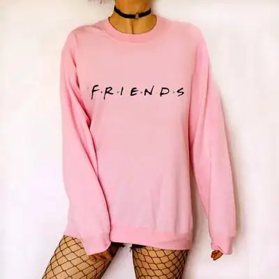 pink friends tshirt Nagedo футболка друзей Instagram зимняя плотная футболка с буквенным принтом женская Повседневная футболка с круглым вырезом и длинными рукавами забавная футболка - Цвет: pink friends tshirt