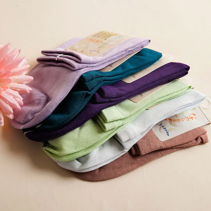 Многоцветные шелковые носки женские из 70% 80% шелка дышащий дезодорант с высоким