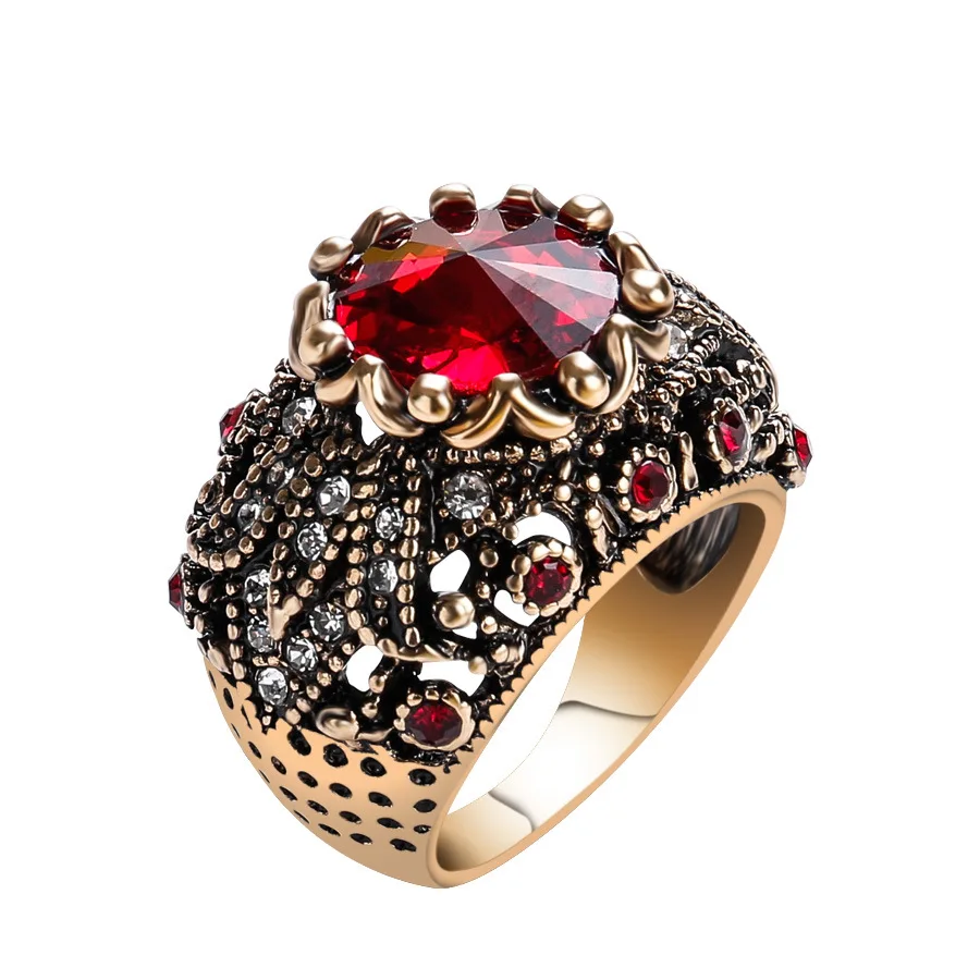 

2018 New Hot Boho Vintage Women's Ring Inlaid Glass Fashion Ring Wholesale