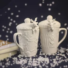 3D стаканы для пар с крышкой Рождественские кружки симпатичная