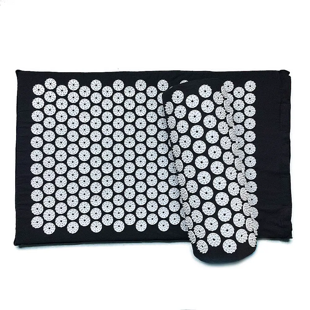 black pillow Облегчающая Массажная подушка для снятия стресса коврик для акупресса массажер для тела с шипами, для йоги коврики с подушкой с сумкой снимает стресс и боль коврик подушка - Цвет: black pillow