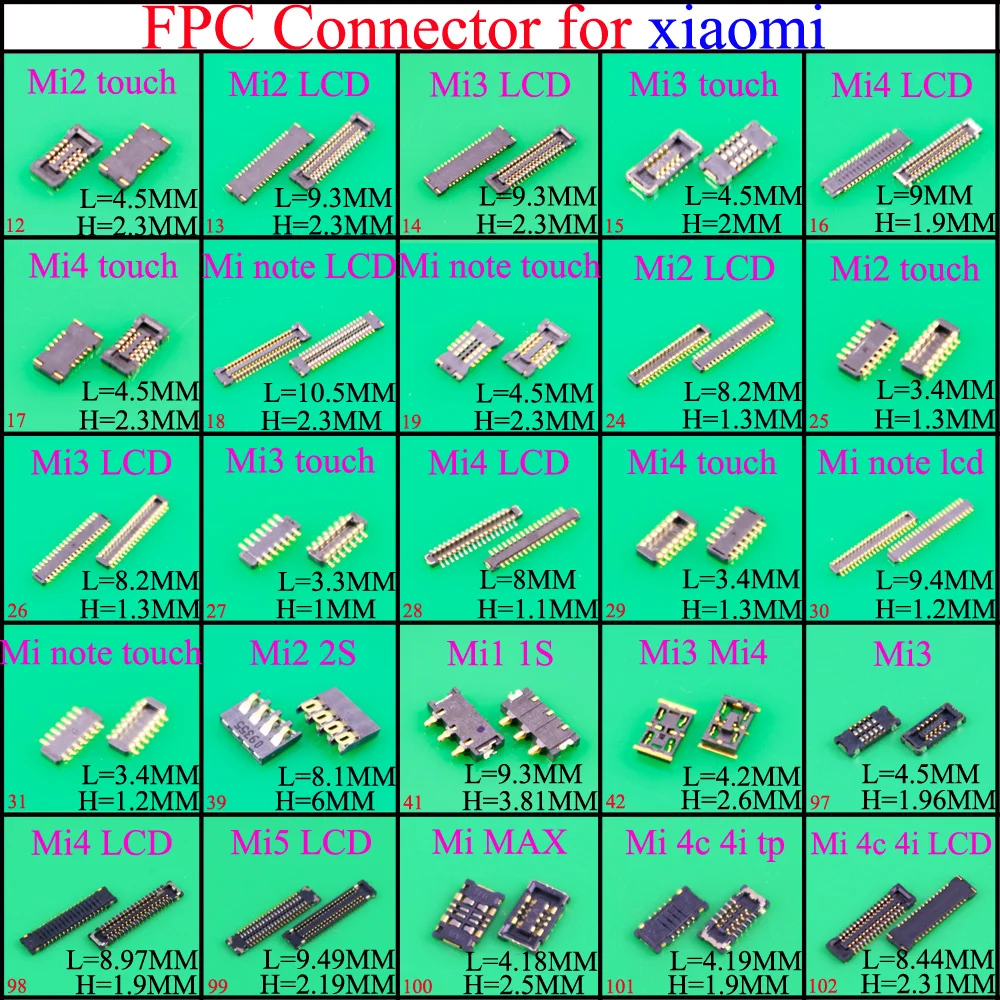 

FPC Connector socket for Xiaomi Mi4 Mi4 Mi2 Mi3 Mi1 1s 2 2s 4c 4i Note MAX Touch & LCD Display Screen on motherboard mainboard