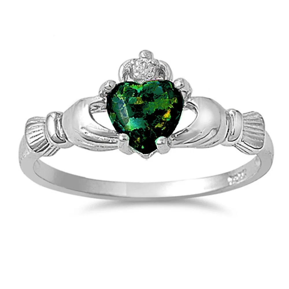 Кольцо Huitan Claddagh с искусственным опалом, посеребренное классическое обручальное кольцо для женщин, лучший подарок на Рождество для влюбленных