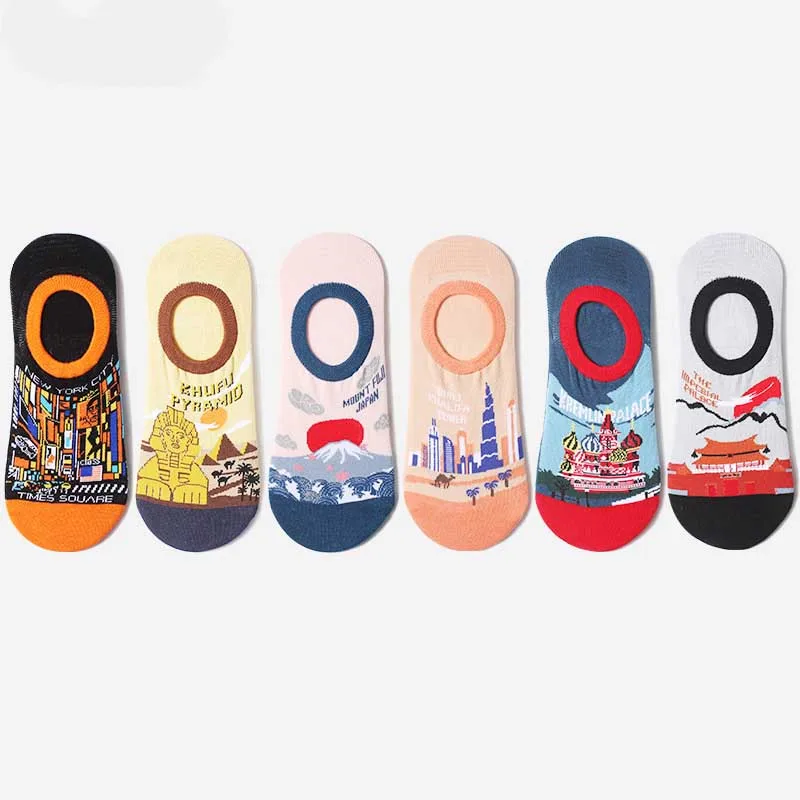 1 пара разноцветных женских мужских хлопчатобумажных носков живописные носки