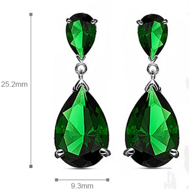 Milatu Зеленый циркония Висячие серьги для Для женщин Анджелина Джоли капли воды в