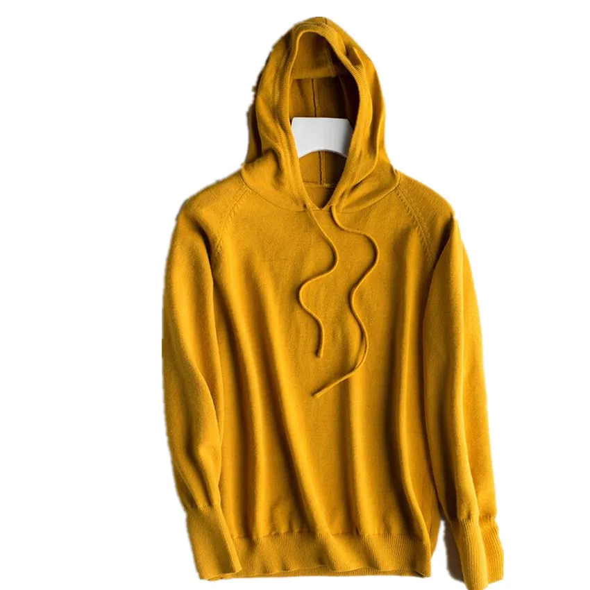 

plus size Autumn Knitted Hooded Sweater Women Casual winter Knitting Pullovers Ladies Long Sleeve Loose knitted Tops