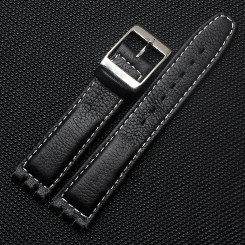 Новинка! Кожаный ремешок для Swatch YCS YAS YGS для мужчин и wo для мужчин 17 мм Черный Белый ремешок аксессуары для часов