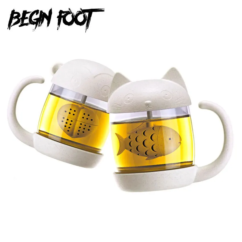 Индивидуальный креативный милый кот обезьянка заварочный стакан стеклянный
