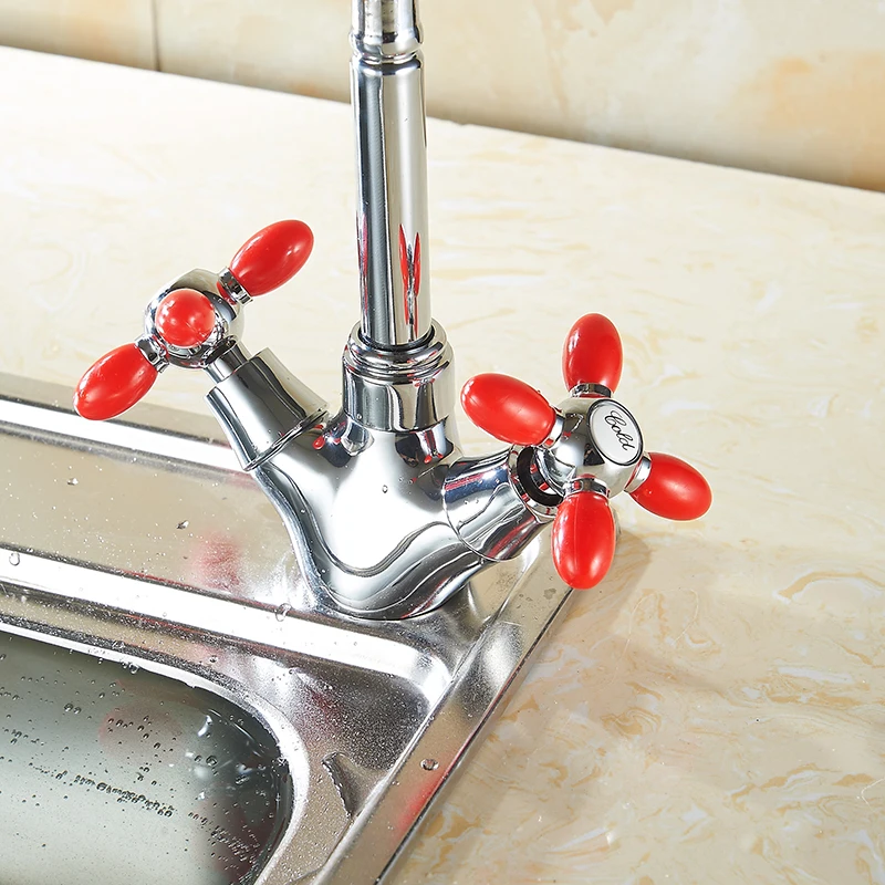 Red Bendable Cold And Hot Water Tap Bathroom Basin Faucets Vanity Vessel Sinks Mixer Simple Copper ELS-HH003 | Обустройство дома