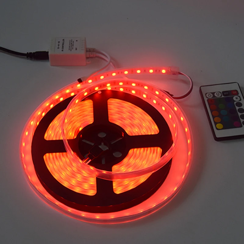 Водонепроницаемая светодиодная лента 5050 RGB 5 метров 300 SMD5050 (60 светодиодов/м) DC 12 В +
