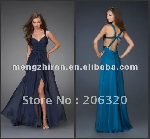 Best Selling Simple Chiffon Split Full Length Open Back Prom Dress 2012 | Свадьбы и торжества