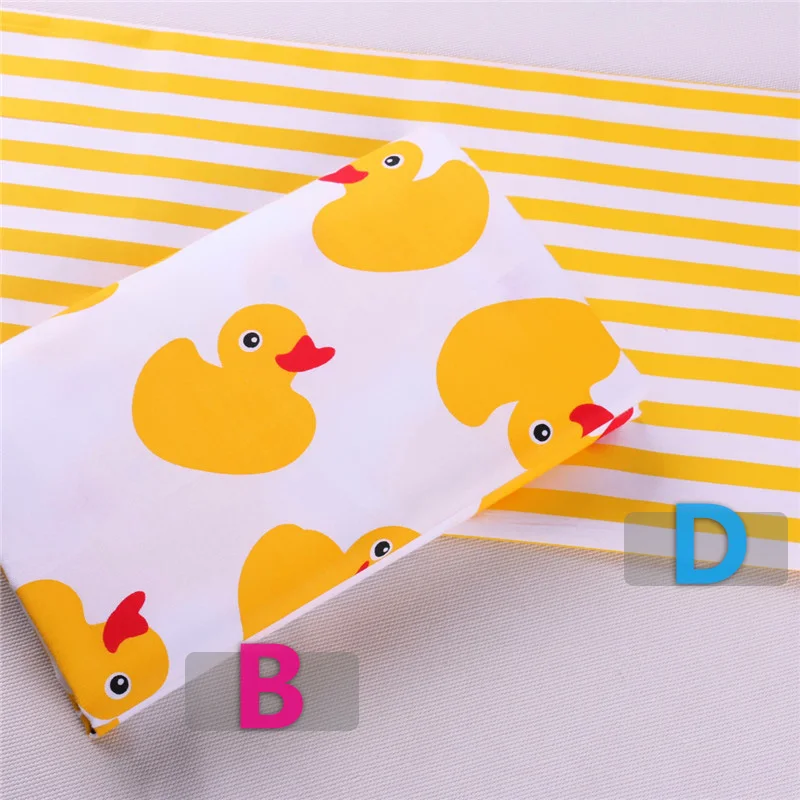 Полуметровая желтая утка с мультяшным принтом хлопковая текстильная ткань для