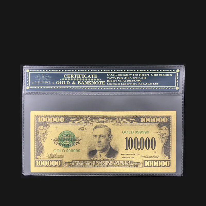 Хорошие товары для американских золотых банкнот 100 000 долларов банкноты в 24k