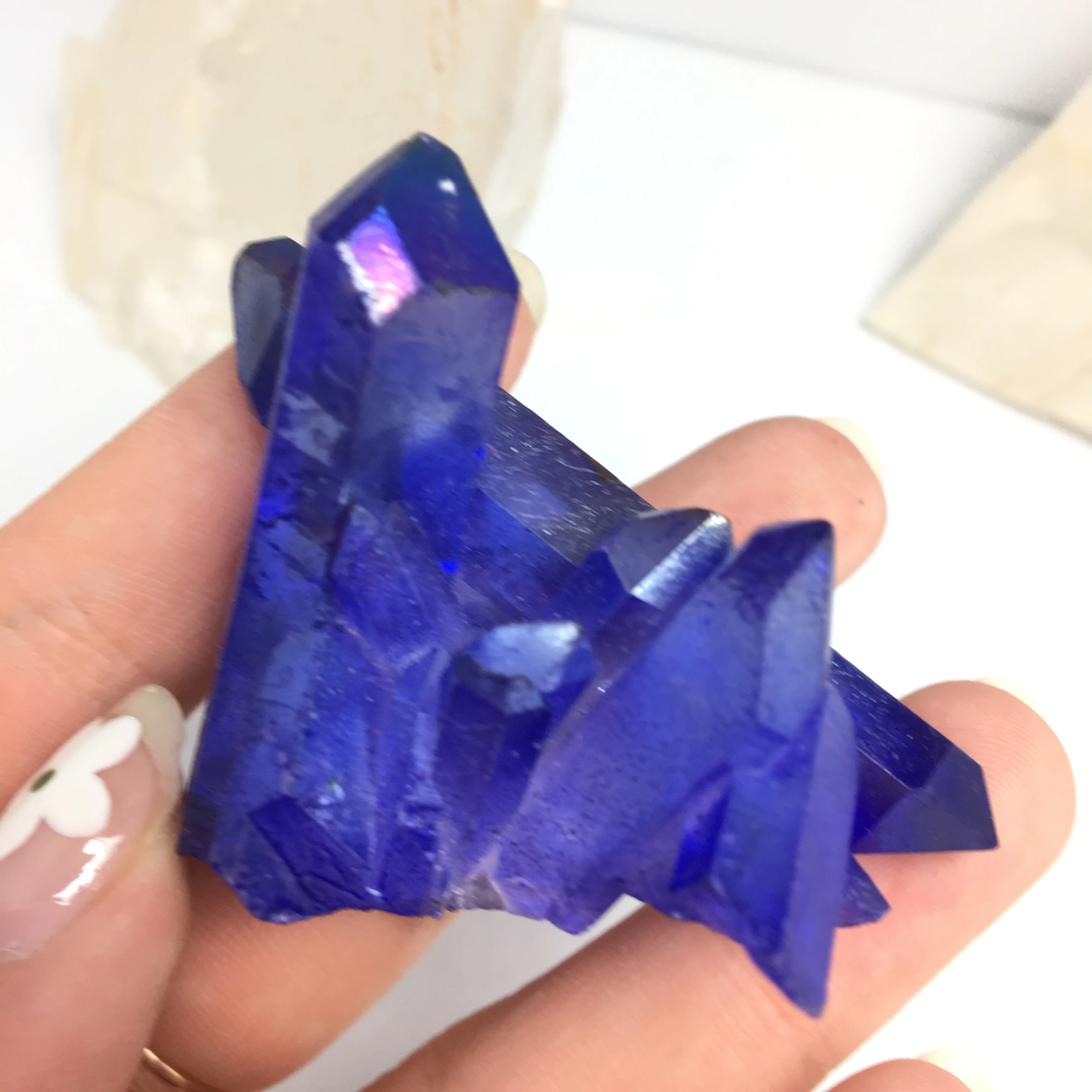 Аура кварцевый кристалл кластер Ангел натуральный Druzy Geode образцы минералов для