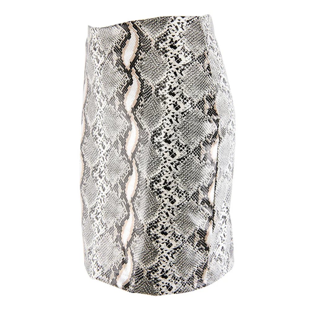 Модная упаковка Хип со змеиным принтом и юбка Высокая Талия облегающее Искусственная кожа Для женщин Мини платья-карандаш на завязках с юбка Лидер продаж