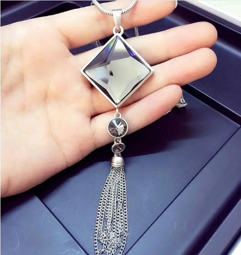 Женское Ожерелье с кисточками винтажное длинное ожерелье кристаллами лимона |