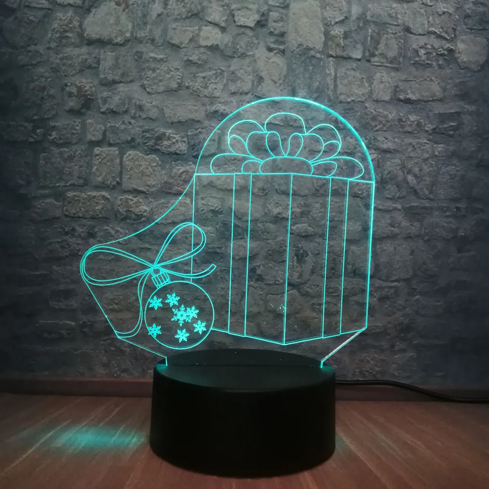 3D НОВАЯ РОЖДЕСТВЕНСКАЯ лампа коробка светодиодный светильник RGB 7 цветов