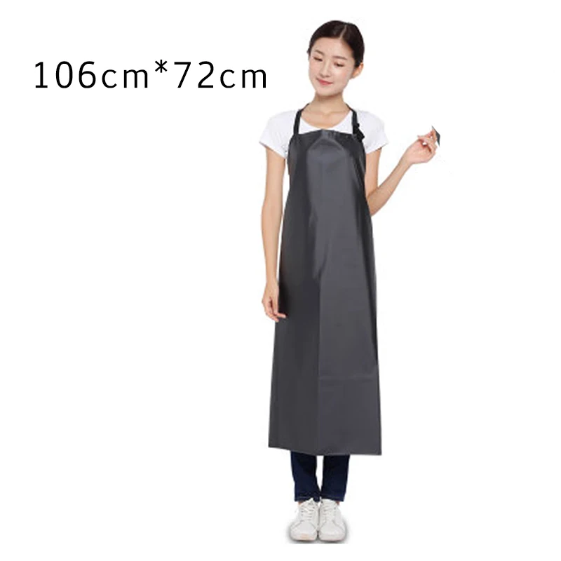 Black Apron-106cm Из искусственной кожи Водонепроницаемый Фартук ПВХ черный Пособия по кулинарии для очистки Длинные без рукавов нагрудник женские фартуки человек шеф-повара аксессуары для официантов - Цвет: Black Apron-106cm