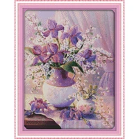 everlasting love purple vase 2 ecological cotton chinese cross stitch kits 11ct stamped diy gift new year decorations for home