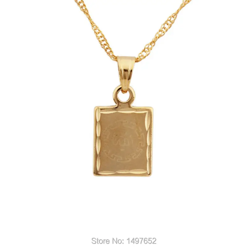 Аллах кулон золотой цвет куб и ожерелье классический исламский для женщин мужчин