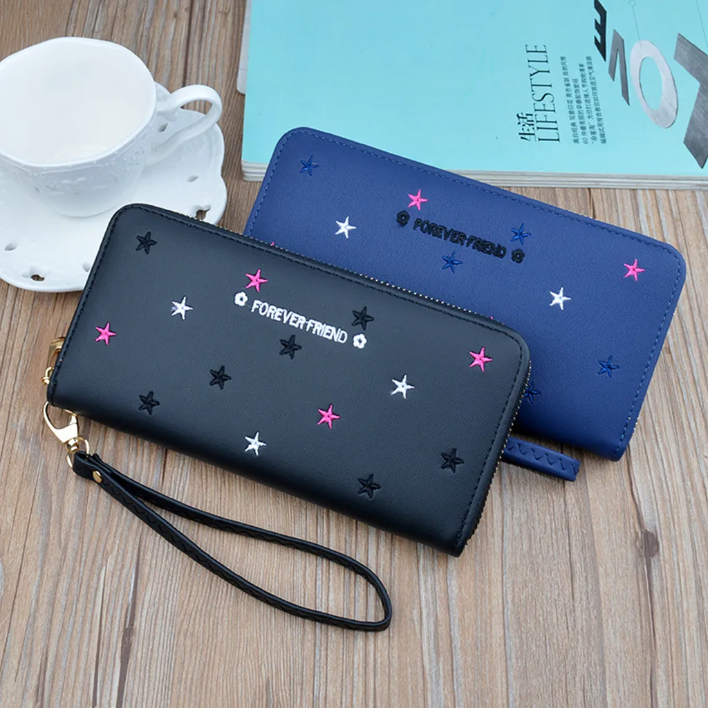 Сумки для женщин 2019 антимагнитный ручной женский длинный кошелек со звездами и