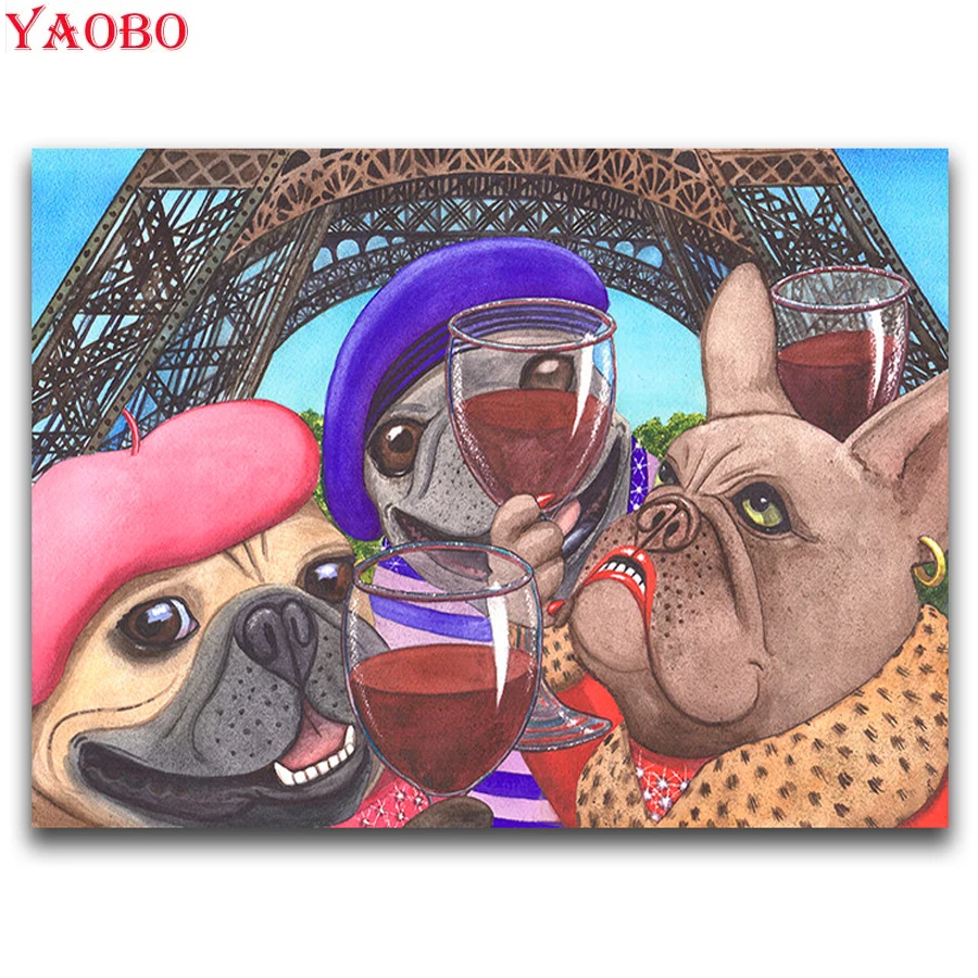 Diy 5D Diamond Painting Full Square/Round Drill cartoon dog Family Embroidery sale Mosaic Paintings by Numbers 40x50cm | Дом и сад