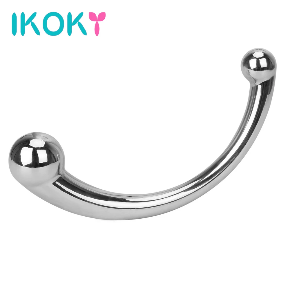 Анальная пробка IKOKY из нержавеющей стали с двойной головкой для мужской